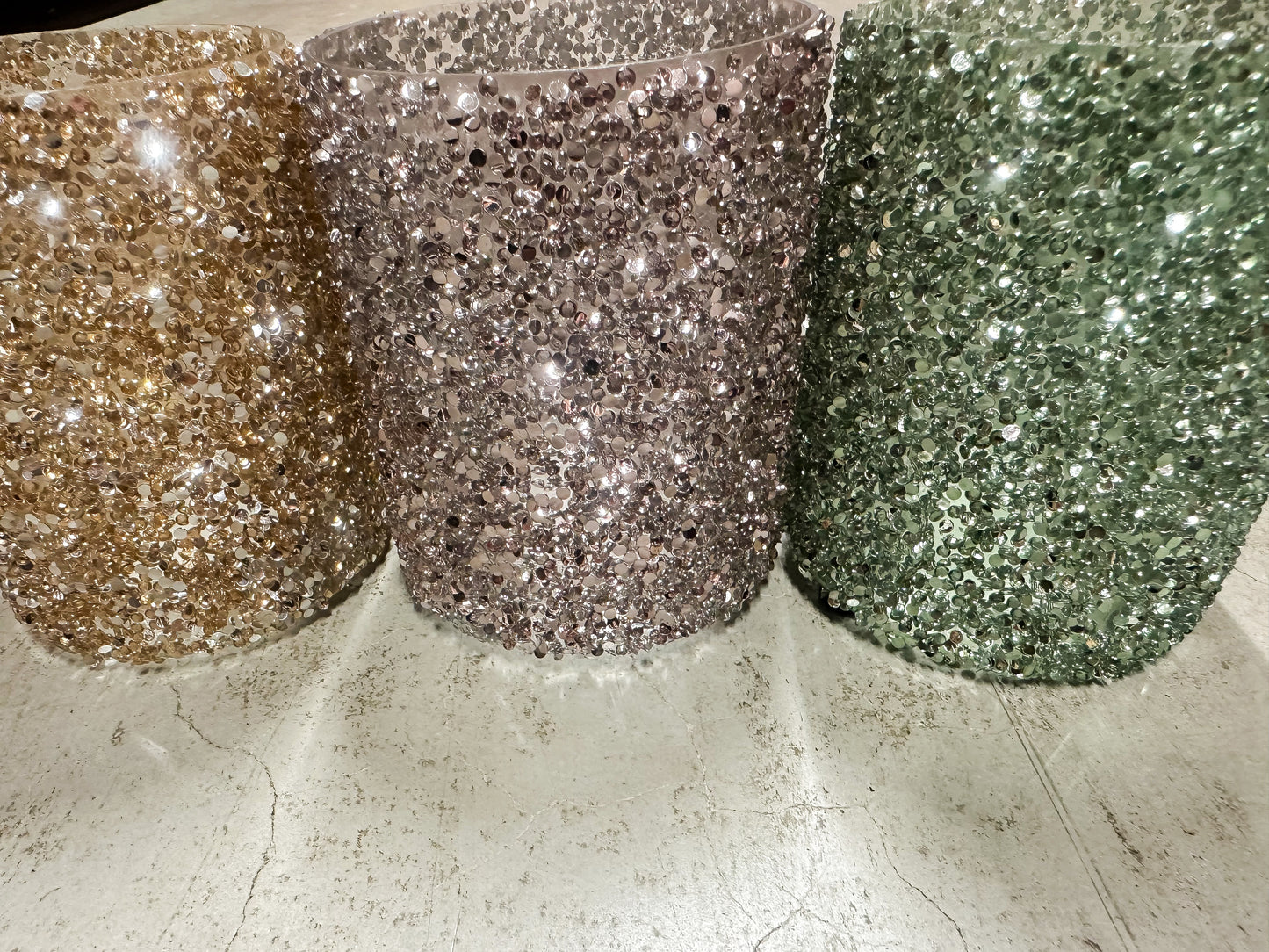 Waxinelichthouder glitter roze/groen/goud Umi