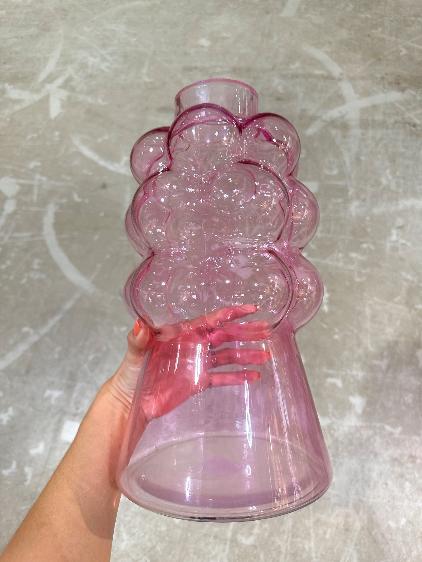 Vaas/vase glas paars/roze Pula