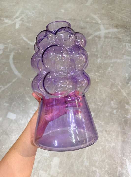 Vaas/vase glas paars/roze Pula