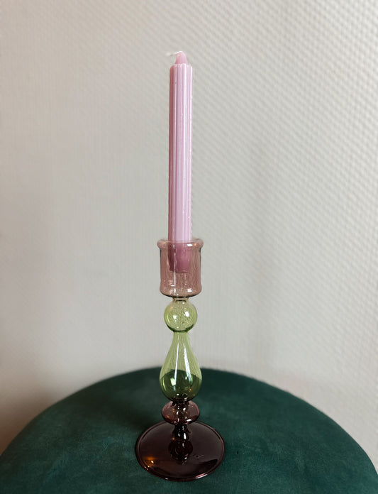 Kaarsen kandelaar/kaarsenhouder/ candle holder pink/green Porto